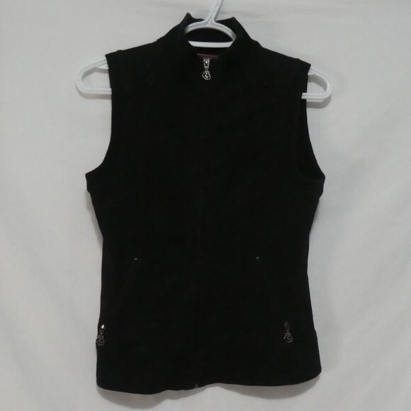 GROGGY | small | Black Sleeveless Zip-Up Sweatshirt Vest | Zip-Up Pockets - Picture 1 of 16